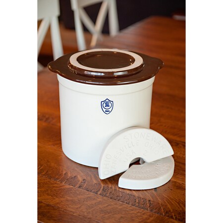 Ohio Stoneware Crock Set2Gl 3Pc Brn/Wht 01206